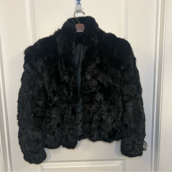 Vintage Black Rabbit Fur Coat | Size Large - Picture 2 of 9